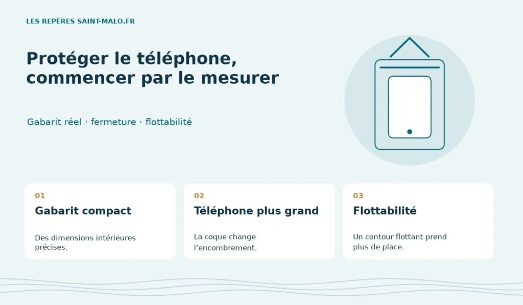 Schéma des trois critères de choix : Gabarit réel · fermeture · flottabilité.